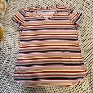 5 for 25$ Striped V-Neck Short Sleeve Tee in Pink, Navy & Mustard